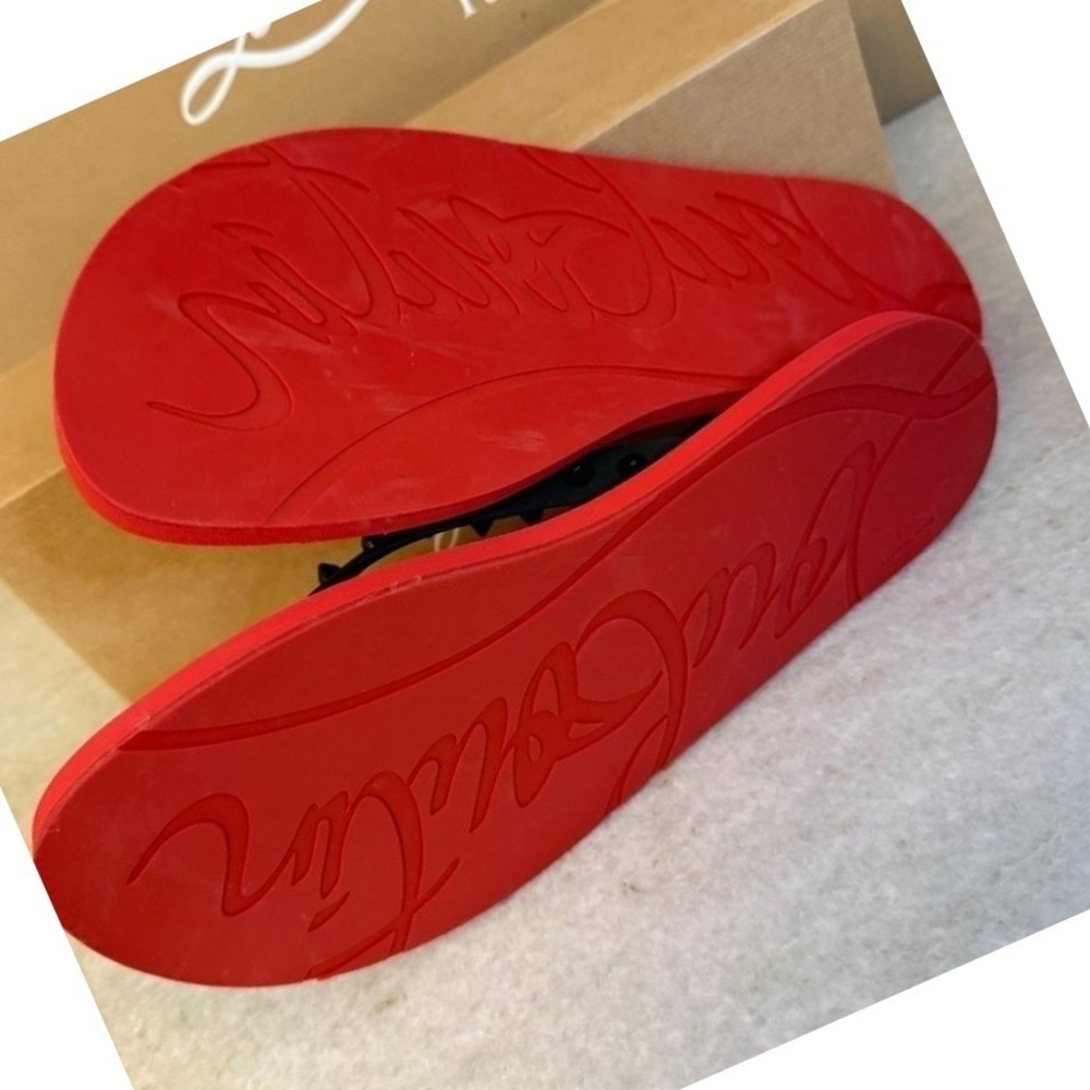 CHRISTIAN LOUBOUTIN 1201016 Mens Loubi Spiked Red/Back Rubber Flip Flops, 46 - Picture 2 of 10